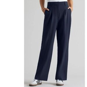 RHONE Navy Pleated Commuter Trousers Wide Leg Pleated Pants Size 16